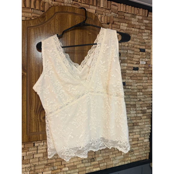 Vintage Worthington JC Penny Off White Lace Sexy Tank Top Whimsical - Picture 2 of 6